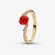 Cargar imagen en el visor de la galería, Anello Rosa Incantata Vetro di Murano, Disney, La Bella e La Bestia