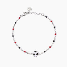 Cargar imagen en el visor de la galería, Bracciale bimbo con pallone e inserti rossi e neri W Il Football Mabina 533927