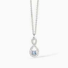 Cargar imagen en el visor de la galería, Collar de mujer de plata con infinito y aguamarina sintética ENDLESS Mabina 553675