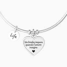 Carica l'immagine nel visualizzatore di Gallery, Bracciale rigido da donna con cuore inciso Kidult 732142
