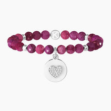 Carica l'immagine nel visualizzatore di Gallery, Bracciale da donna maestra con agata fucsia e cuore Kidult 732162
