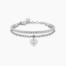 Carica l'immagine nel visualizzatore di Gallery, Bracciale da donna tennis e catena forzatina con cuore Kidult Love 732333
