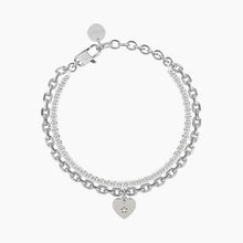 Carica l'immagine nel visualizzatore di Gallery, Bracciale da donna tennis e catena forzatina con cuore Kidult Love 732333
