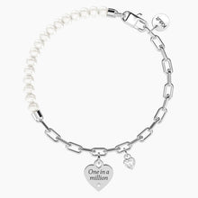 Cargar imagen en el visor de la galería, Bracciale da donna in acciaio con perle e zircone One in a million 732350