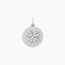 Load image into Gallery viewer, Round pendant with four-leaf clover with crystals Symbols Kidult 741030