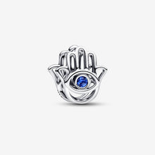 Carica l'immagine nel visualizzatore di Gallery, Charm Openwork Mano di Fatima Pietra Blu