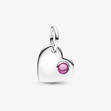 Cargar imagen en el visor de la galería, Charm Pendente Cuore con Pietra Rosa Scuro Ottobre