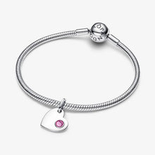 Cargar imagen en el visor de la galería, Charm Pendente Cuore con Pietra Rosa Scuro Ottobre