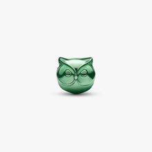 Cargar imagen en el visor de la galería, Mini Charm Gufo effetto metallico verde