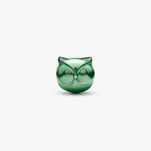 Cargar imagen en el visor de la galería, Mini Charm Gufo effetto metallico verde