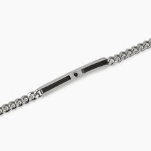 Carica l'immagine nel visualizzatore di Gallery, Bracciale da uomo in acciaio con catena e piastra nera con cristallo Style 17 Kidult 831095