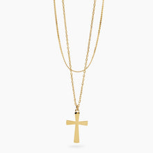 Carica l'immagine nel visualizzatore di Gallery, Collana da donna in acciaaio dorato con catene e croce Style 28 Kidult 851041