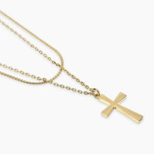 Carica l'immagine nel visualizzatore di Gallery, Collana da donna in acciaaio dorato con catene e croce Style 28 Kidult 851041