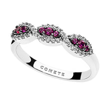 Cargar imagen en el visor de la galería, Anello da Donna in oro bianco con Diamanti e Rubini Comete ANB 1779