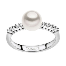 Cargar imagen en el visor de la galería, Anello da donna in oro bianco Con Diamanti e perla Comete ANP 346