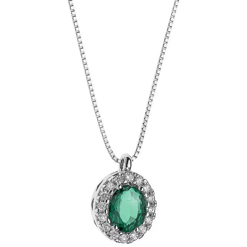 Collana Da Donna Punto Luce Con Diamanti E Smeraldo Comete GLB 1158