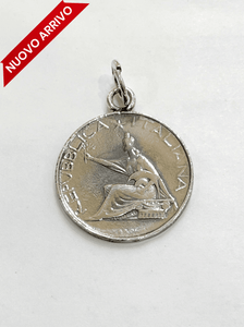 Riproduzione Ciondolo Moneta In Argento 925 LIRE 500 antica