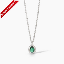Carica l'immagine nel visualizzatore di Gallery, Collana da donna in argento con smeraldo sintetico e zirconi COOL OR RÉTRO? Mabina 553663