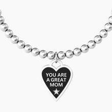 Cargar imagen en el visor de la galería, Pulsera de mujer de acero con esferas y colgante de corazón Gran Mamá Kidult 731935