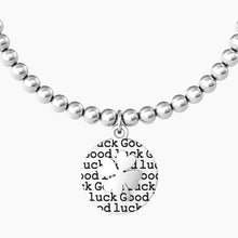 Cargar imagen en el visor de la galería, Pulsera de mujer de acero con esferas y colgante redondo de trébol de cuatro hojas Kidult 731973