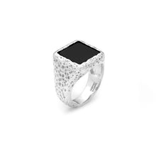 Load image into Gallery viewer, Ring in Hammered 925 Silver Square Onyx Large Giovanni Raspini 11643/24
