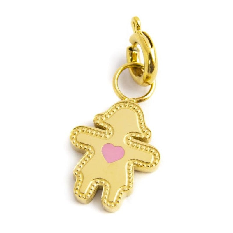 Charm in acciaio dorato bimba cuore smalto Marlù 15CH112G-LF
