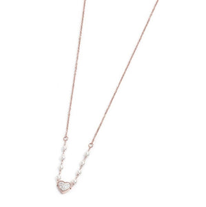 Collana da donna in acciaio Rosé cristalli e perle Marlù 15CN031R-W