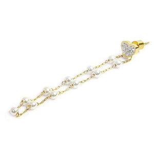 Orecchino da donna in acciaio dorato cuore cristalli e perle Marlù 15OR015G-W
