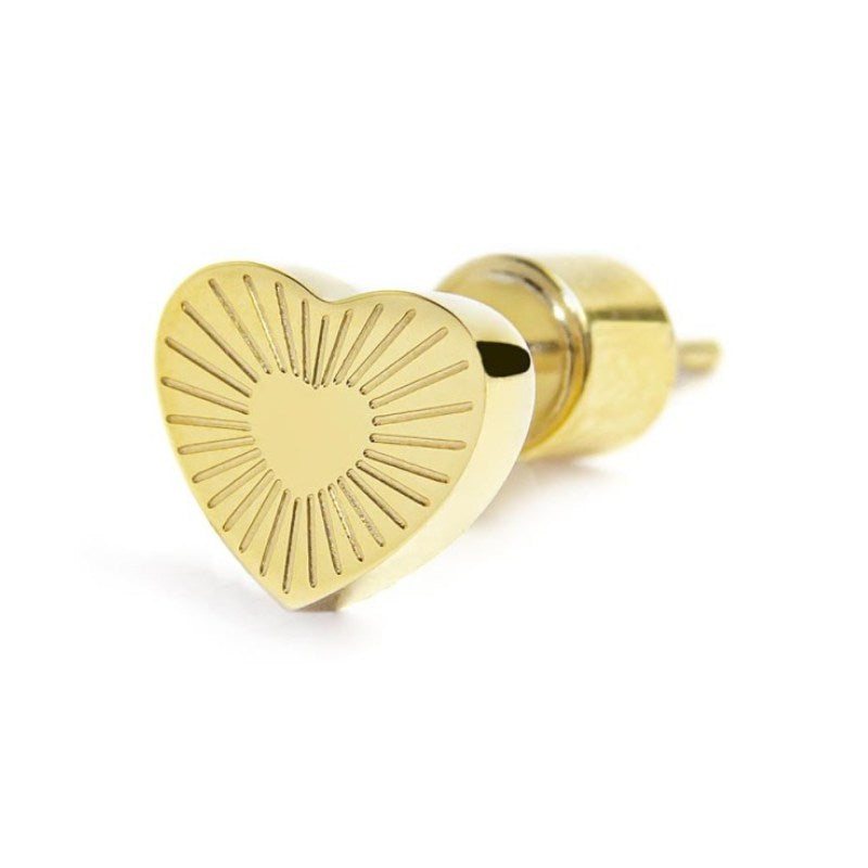 Orecchino da donna a lobo in acciaio dorato cuore Marlù 15OR016G
