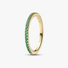 Cargar imagen en el visor de la galería, Anello Pavè Fascia Sottile verde
