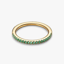 Cargar imagen en el visor de la galería, Anello Pavè Fascia Sottile verde
