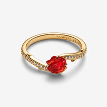 Load image into Gallery viewer, Anello Rosa Incantata Vetro di Murano, Disney, La Bella e La Bestia
