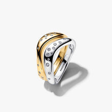 Load image into Gallery viewer, Anello Linea Sinuosa Divisibile Bicolore con Pietre Luminose
