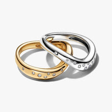 Load image into Gallery viewer, Anello Linea Sinuosa Divisibile Bicolore con Pietre Luminose
