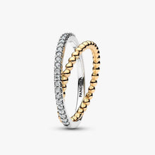Carica l'immagine nel visualizzatore di Gallery, Anello Fascia Intrecciata Sfere e Pavé
