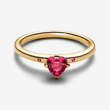 Cargar imagen en el visor de la galería, Anello Solitario Cuore Rosso
