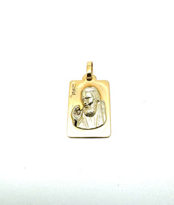 ORO 18KT Medaglia di Padre Pio in oro bianco e giallo Cod 72680