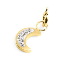 Carica l&#39;immagine nel visualizzatore di Gallery, Charm in acciaio dorato luna con cristalli Marlù 18CH093G-W
