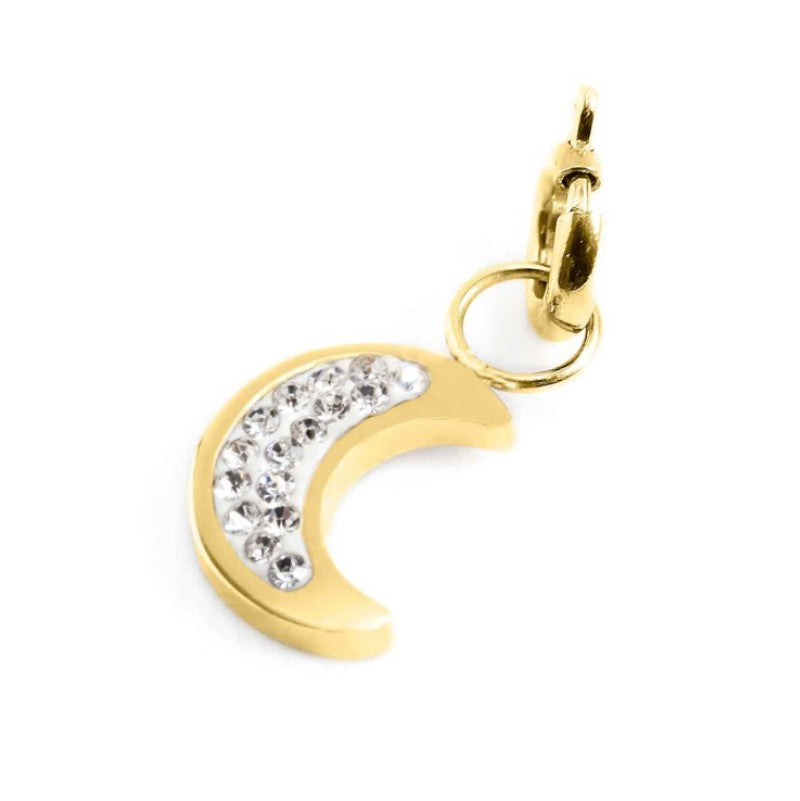 Charm in acciaio dorato luna con cristalli Marlù 18CH093G-W