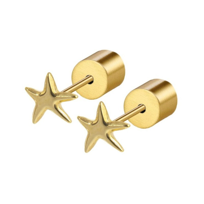 Orecchini da donna in acciaio dorato stella marina Marlù 18OR091G