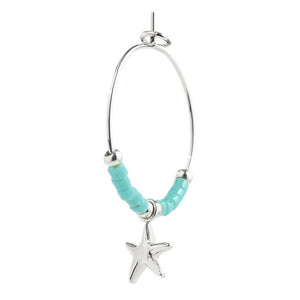 Orecchino da donna in acciaio a cerchio stella marina e miyuki Marlù 18OR092-T