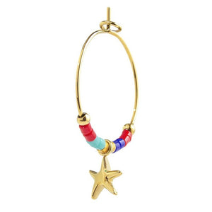 Orecchino da donna in acciaio a cerchio stella marina e miyuki Marlù 18OR092G-RGB