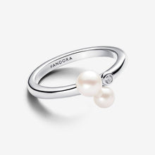 Cargar imagen en el visor de la galería, Anello Perle d'Acqua Dolce Coltivate e Punto Luce
