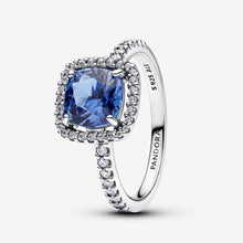 Carica l'immagine nel visualizzatore di Gallery, Anello Punto Luce Quadrato Blu Grande
