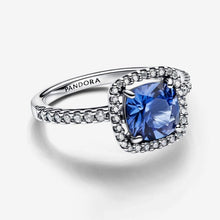 Carica l'immagine nel visualizzatore di Gallery, Anello Punto Luce Quadrato Blu Grande
