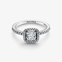 Carica l'immagine nel visualizzatore di Gallery, Anello Punto Luce Quadrato e Pavè
