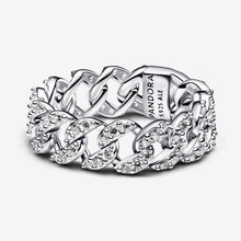 Load image into Gallery viewer, Anello Catena Maglia Cubana Pavè
