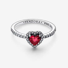 Load image into Gallery viewer, Anello Cuore Rosso e Pavè
