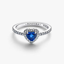 Load image into Gallery viewer, Anello Cuore in Rilievo Blu Intenso
