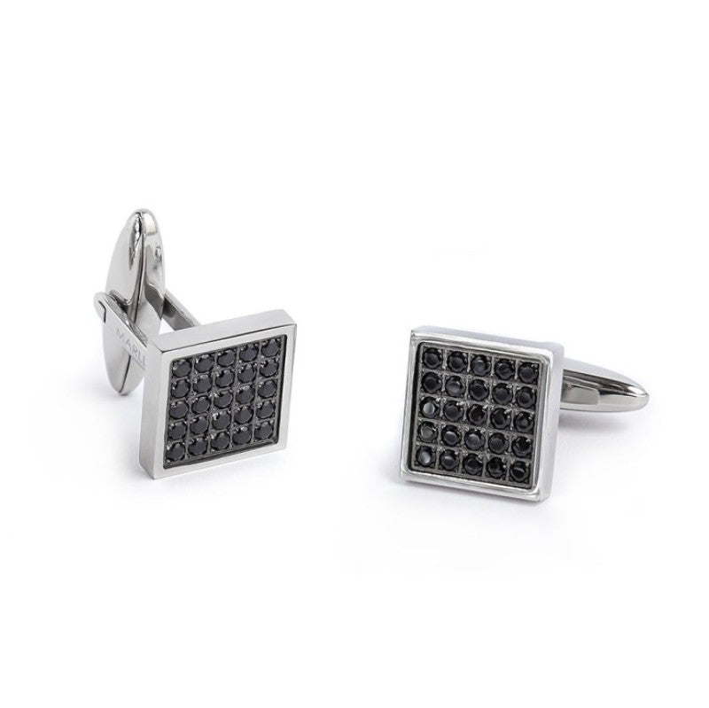 Gemelli da uomo quadrati con zirconi neri Marlù 1GE0002-N